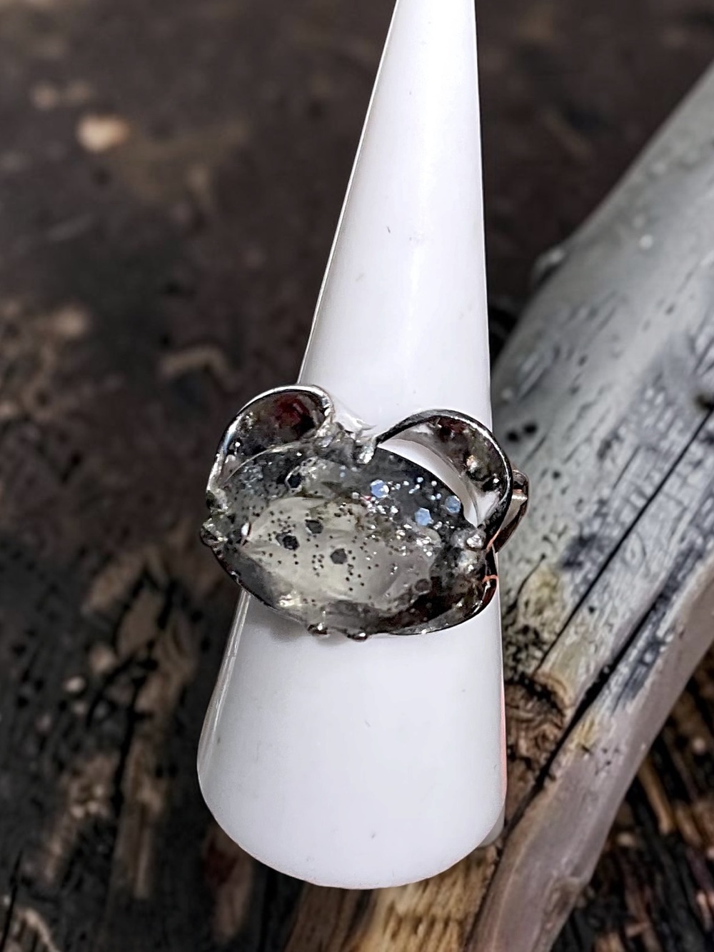 🌺UNIQUE Vintage Sterling & Quartz  Crystal Ring